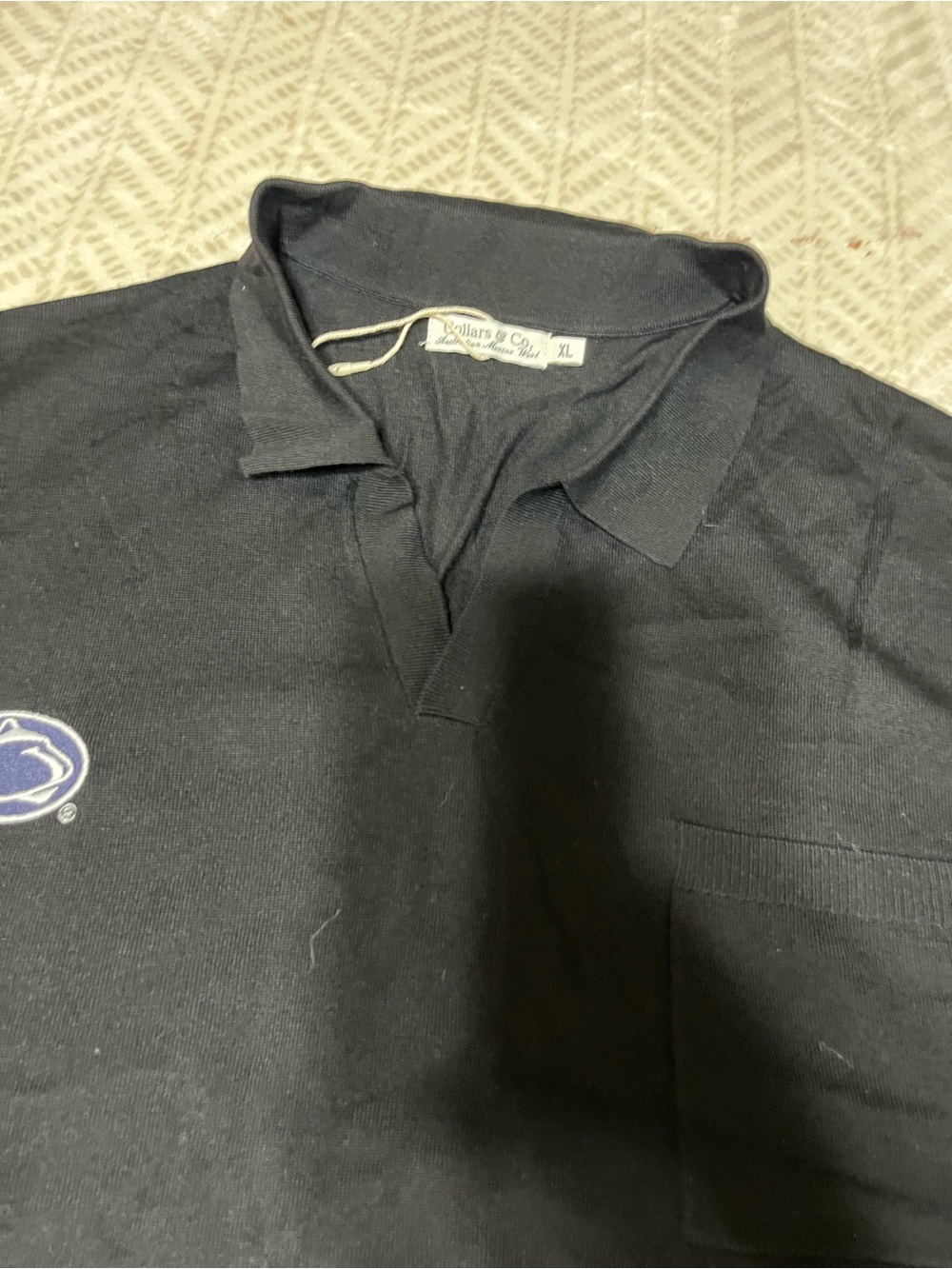 Collar & Co. Black Short-Sleeve Polo Sweater with Penn State Embroidered XL - Picture 2 of 4